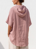 Women Premium Cotton Linen Wrap Blouse Hooded Cowl Neck Short Sleeve Asymmetric Hem Loose Casual Vacation Top ZMZ0781G0YZH