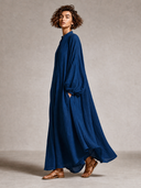 Women's Linen-Blend Lantern-Sleeve Long Shirt Maxi Dress ZMZ0712G8XT