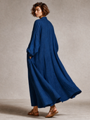 Women's Linen-Blend Lantern-Sleeve Long Shirt Maxi Dress ZMZ0712G8XT