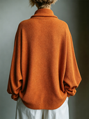 Women's Classic Casual Waffle-Knit Stand Collar Long-Sleeve Loose T-Shirt ZMZ0842G9ZYY