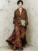 Women's Premium Vintage Cotton-Linen Printed Elastic-Waist Skirt ZMZ0903G6ZYY