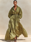 Women's Premium Minimalist Cotton Long-Sleeve Collared Maxi Dress ZMZ0717G0ZYY