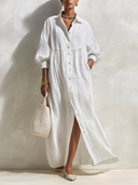Women's Classic Striped Cotton Long-Sleeve Maxi Dress ZMZ1031G6SWL