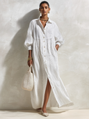 Women's Classic Striped Cotton Long-Sleeve Maxi Dress ZMZ1031G6SWL