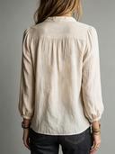 Women's Retro Casual Floral Embroidered Cotton Stand Collar Long-Sleeve Shirt ZMZ0998G5ZJY