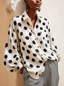 Women's Stylish Cotton-Linen Polka-Dot Long-Sleeve Shirt ZMZ1028G5SWL
