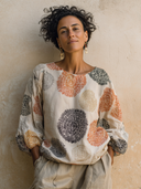 Women's Vintage-Style Patterned Cotton-Linen Long-Sleeve Top ZMZ1052G2SWL
