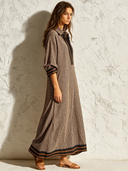 Women's Retro Casual Plaid Print Lapel Long Sleeve Maxi Dress ZMZ0931G0ZJY