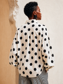 Women's Stylish Cotton-Linen Polka-Dot Long-Sleeve Shirt ZMZ1028G5SWL