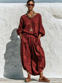 Women's Loose Skirt And Long-Sleeve T-Shirt Two-Piece Set ZMZ1392G5XT