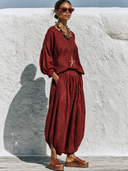 Women's Loose Skirt And Long-Sleeve T-Shirt Two-Piece Set ZMZ1392G5XT