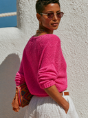 Women's Solid Color Knotted V-neck Short Sweater ZMZ1303G0XT