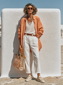 Women's Oversized Cotton Gauze Long Sleeve Shirt Jacket ZMZ1387G6XT