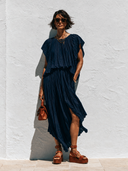 Women's Batwing Sleeve Pleated Maxi Dress ZMZ1309G0XT