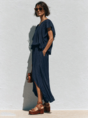 Women's Batwing Sleeve Pleated Maxi Dress ZMZ1309G0XT