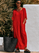 Women's Textured Batwing Sleeve Oversized Kaftan Maxi Dress ZMZ1394G9XT
