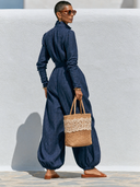 Women's Bohemian Embroidered Long-Sleeve Tie-Front Jumpsuit ZMZ1366G4XT