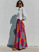 Women's Two-Piece Set: Long-Sleeved Shirt And Printed Skirt ZMZ1493G4XT