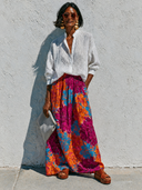 Women's Two-Piece Set: Long-Sleeved Shirt And Printed Skirt ZMZ1493G4XT