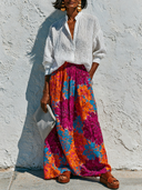 Women's Two-Piece Set: Long-Sleeved Shirt And Printed Skirt ZMZ1493G4XT