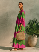 Women's Color-Block Square-Neck Puff-Sleeve Maxi Dress ZMZ0965G3XT