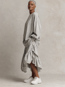 Women's Solid-Color Loose Long-Sleeve Top And Ruffled-Hem Skirt Two-Piece Set ZMZ1420G5XT
