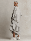 Women's Solid-Color Loose Long-Sleeve Top And Ruffled-Hem Skirt Two-Piece Set ZMZ1420G5XT
