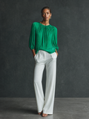 Women's Pleated Lantern-Sleeve Crew-Neck Shirt ZMZ0992G7XT