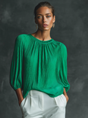 Women's Pleated Lantern-Sleeve Crew-Neck Shirt ZMZ0992G7XT