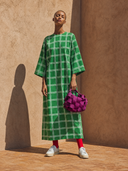 Women's Casual Plaid Print Wide-Sleeve Maxi Dress ZMZ0935G5XT