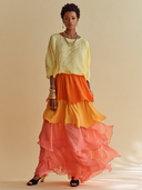 Women's Chiffon Color-Block Tiered Ruffle Maxi Dress ZMZ0943G2XT