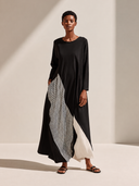 Women's Colorblock Striped Panel Long Sleeve Maxi Dress ZMZ0949G8XT