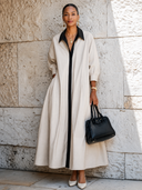 Women's Classic Premium Cotton Long-Sleeve Trench-Style Maxi Dress ZMZ1447G4SWL
