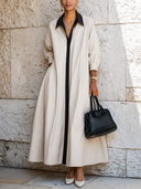 Women's Classic Premium Cotton Long-Sleeve Trench-Style Maxi Dress ZMZ1447G4SWL
