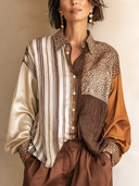 Women's Stylish Satin Patterned Long-Sleeve Shirt