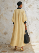 Women's Classic Color-Block Cotton-Linen Maxi Dress ZMZ1460G9SWL