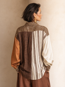 Women's Stylish Satin Patterned Long-Sleeve Shirt