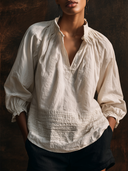 Women's Retro Casual Cotton Linen Wrinkled Long-Sleeved Shirt ZMZ1516G4ZJY