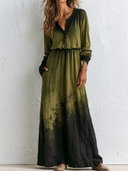 Women's Retro Casual Gradient Print Long-Sleeved Maxi Dress ZMZ1511G0ZJY