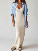 Women's Retro Casual Lazy Style Knitted Camisole Dress And Long-Sleeved Shirt Set ZMZ1573G6ZJY