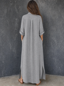 Women's Retro Casual Cotton Linen Loose Long-Sleeved Maxi Dress ZMZ1520G1ZJY