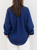 Women's Retro Casual Color Block Cotton Linen Loose V-Neck Long Sleeve Shirt ZMZ1575G5ZJY