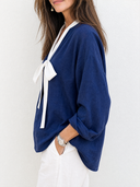 Women's Retro Casual Color Block Cotton Linen Loose V-Neck Long Sleeve Shirt ZMZ1575G5ZJY