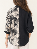 Women's Retro Casual Cotton Linen Patchwork Collared Long-Sleeve Shirt ZMZ1554G5ZJY