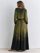 Women's Retro Casual Gradient Print Long-Sleeved Maxi Dress ZMZ1511G0ZJY