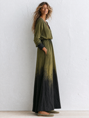 Women's Retro Casual Gradient Print Long-Sleeved Maxi Dress ZMZ1511G0ZJY