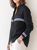 Women's Retro Casual Lazy Style Striped Collared Long-Sleeved Shirt ZMZ1503G5ZJY