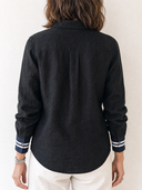 Women's Retro Casual Lazy Style Striped Collared Long-Sleeved Shirt ZMZ1503G5ZJY