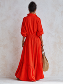 Women's Classic Textured Solid-Color Long-Sleeve Maxi Dress ZMZ1648G3SWL