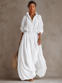 Women's Classic Textured Solid-Color Long-Sleeve Maxi Dress ZMZ1648G3SWL